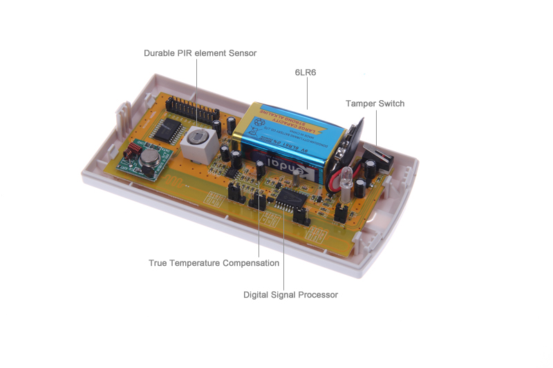 Wireless PIR motion sensor with temperature compensation