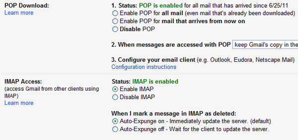 Enable POP/IMAP in Gmail