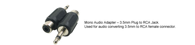 Mono audio adapter, 3.5mm plug to RCA Jack