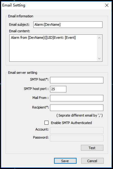 Email SMTP Setting