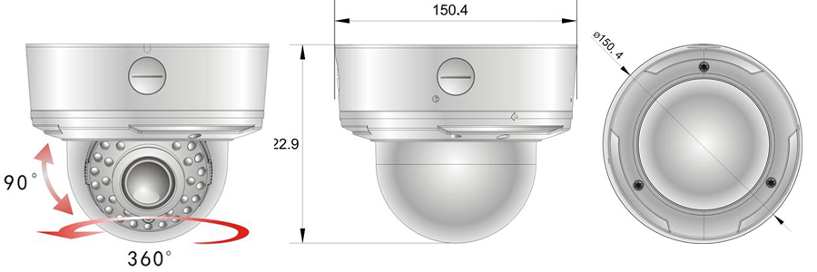 Vandalproof dome camera dimension size Vandalproof dome camera dimension size