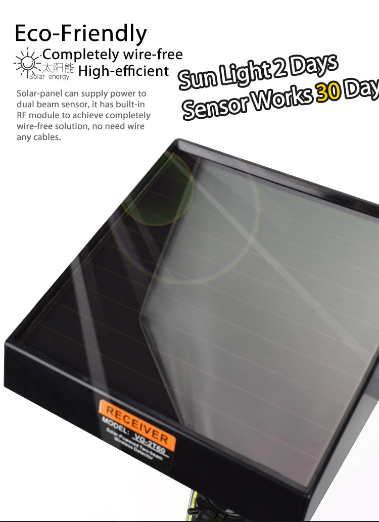 Eco-Friendly High Efficient Solar Panel Photoelectric Beam Sensor