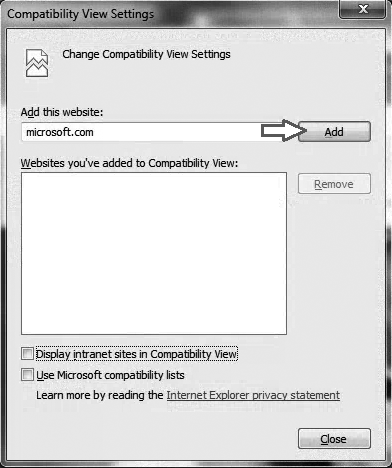 IE10/11 Compatibility View Settings Url List
