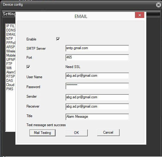 Gmail SMTP Server Setting for IP Camera