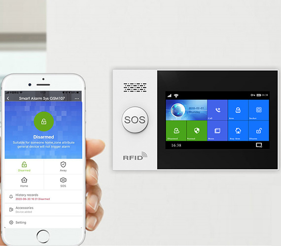App control home/office alarm security system