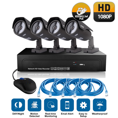 4CH 1080P Security Video Camera NVR System